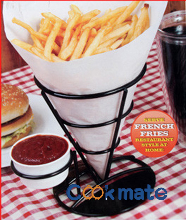 Patatas fritas y soporte de taza de inmersión, Classical Black Metal Diner Stain Holder French Fries