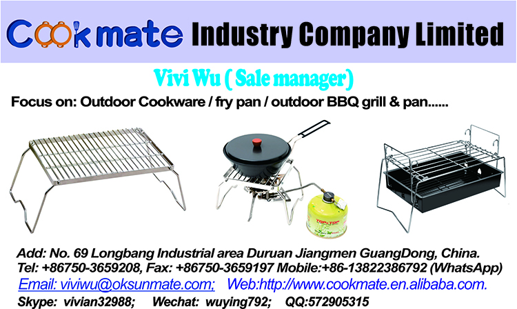 Uso al aire libre Conjunto de cocina multifuncional China Fabricante portátil Portátil de acero inoxidable Camping Estante plegable Parrilla de carbón