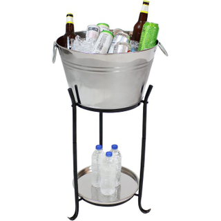Cubo de hielo Cubierta Refrigerador con soporte y bandeja de acero inoxidable Sostiene la cerveza Vino Champagne Ice Bucket