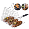 Cesta de la parrilla de la barbacoa de acero inoxidable portátil al aire libre con la bolsa de almacenamiento BBQ Barbacoa de asado con asas plegables