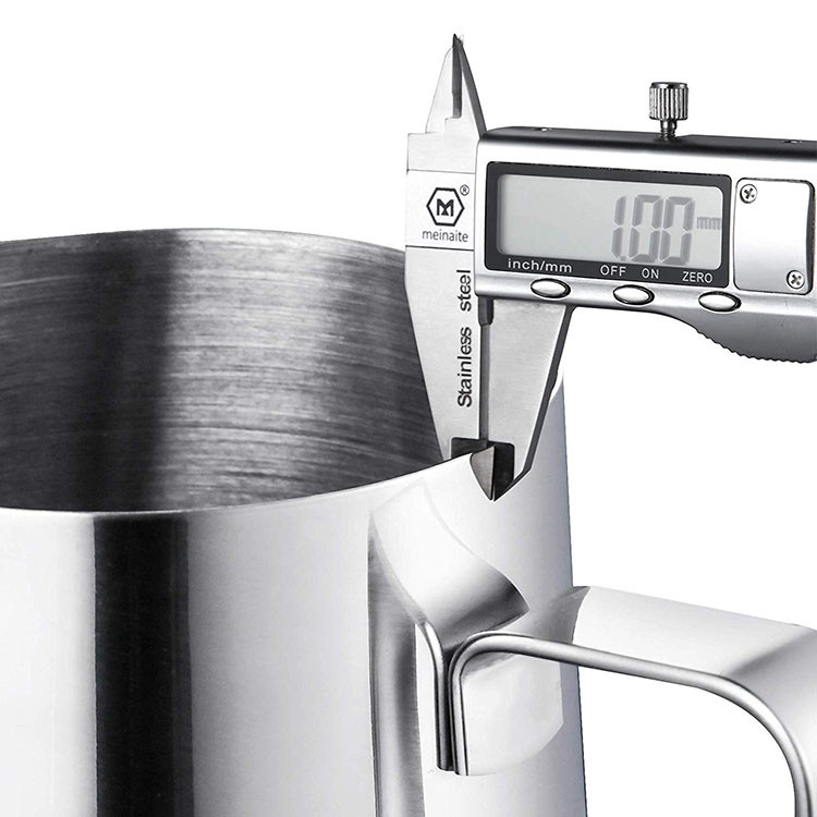 Jarra de crema y lanza de lácteas de acero inoxidable graduadas para café y hervidor de leche al vapor