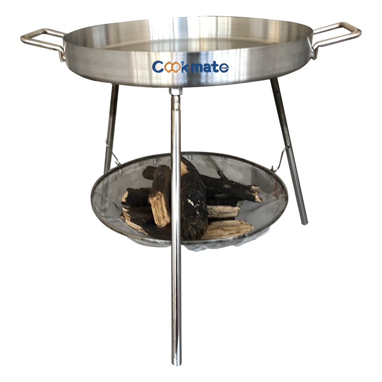 Plato de fogata compacta Camping al aire libre Camping COCINA CAPA GRANDE FRY FRATE CON 3 PIERNAS