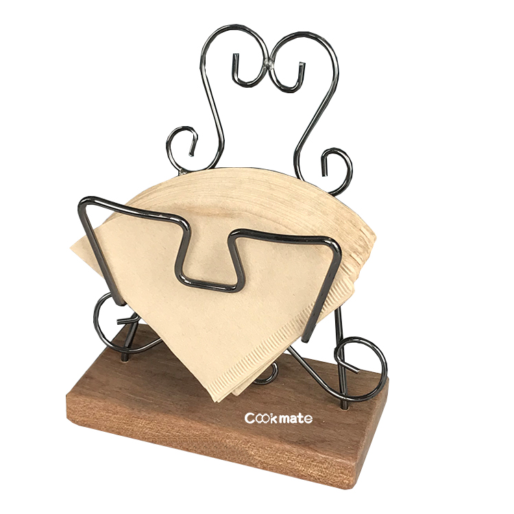 COOKMATE Herramienta de café portátil Estante de madera con cesta de metal China Fábrica de papel duradero
