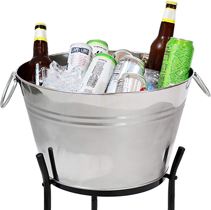 Cubo de hielo Cubierta Refrigerador con soporte y bandeja de acero inoxidable Sostiene la cerveza Vino Champagne Ice Bucket