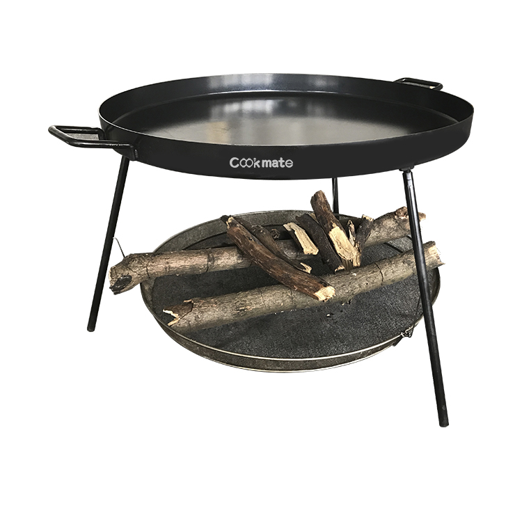 Recubrimiento de hierro incluso distribución de calor Sartén utensilios de cocina resistente al calor Cocina Wok Pan de freidora con canasta de malla de alambre